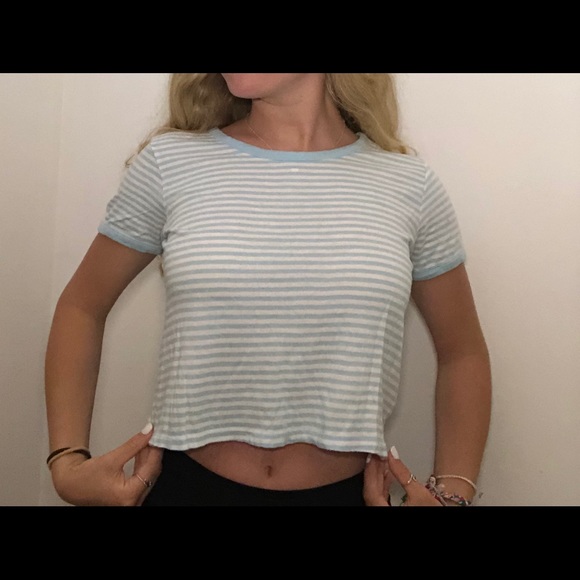 PacSun Tops - baby blue striped t shirt PacSun Tops - baby blue striped t shirt